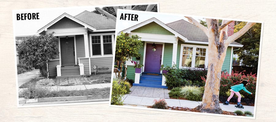 Before and after photos of a house.