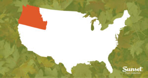 A graphic illustrating the United States map with the Pacific Northwest region highlighted in orange to represent the ideal planting zone.